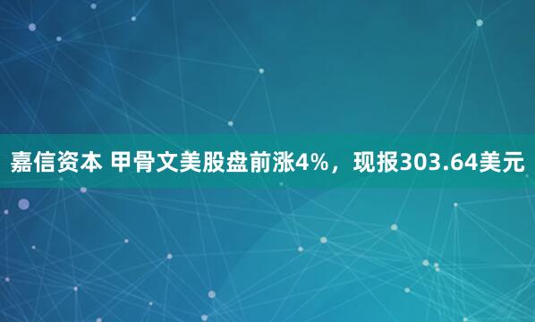 嘉信资本 甲骨文美股盘前涨4%，现报303.64美元